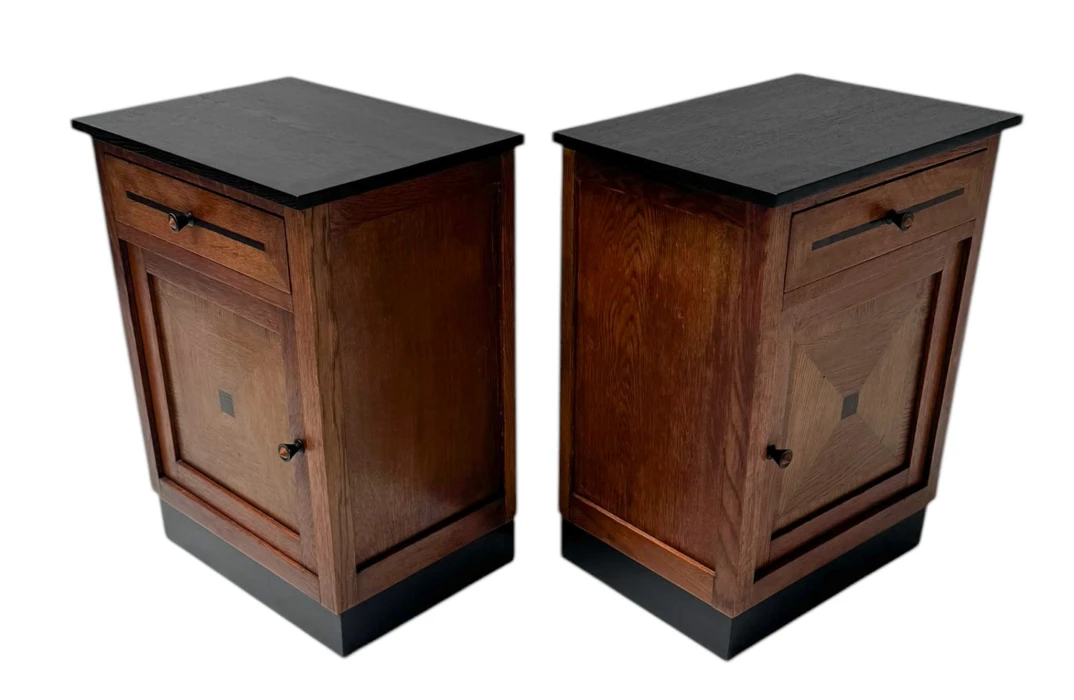 Two Art Deco Modernist Nightstands or Bedside Tables, 1920s